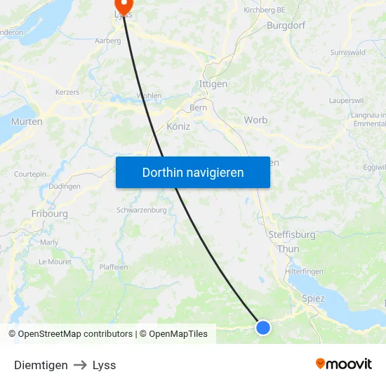 Diemtigen to Lyss map