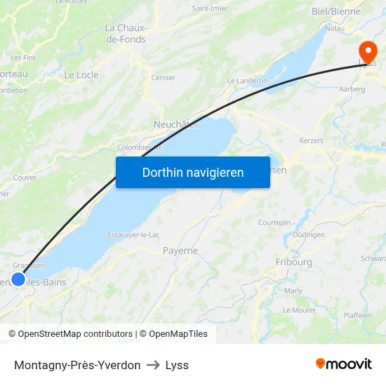 Montagny-Près-Yverdon to Lyss map