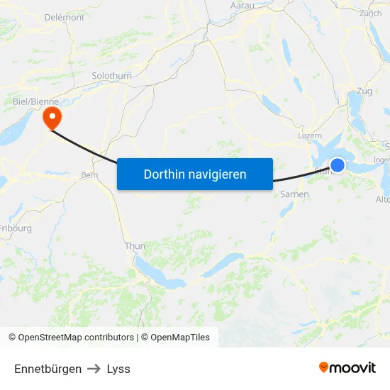 Ennetbürgen to Lyss map