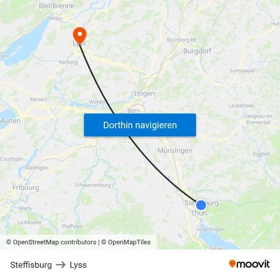 Steffisburg to Lyss map