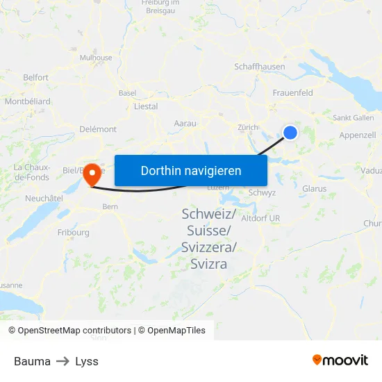 Bauma to Lyss map
