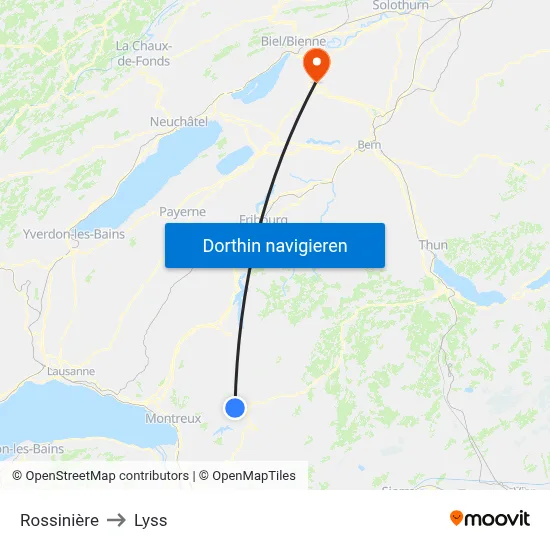Rossinière to Lyss map