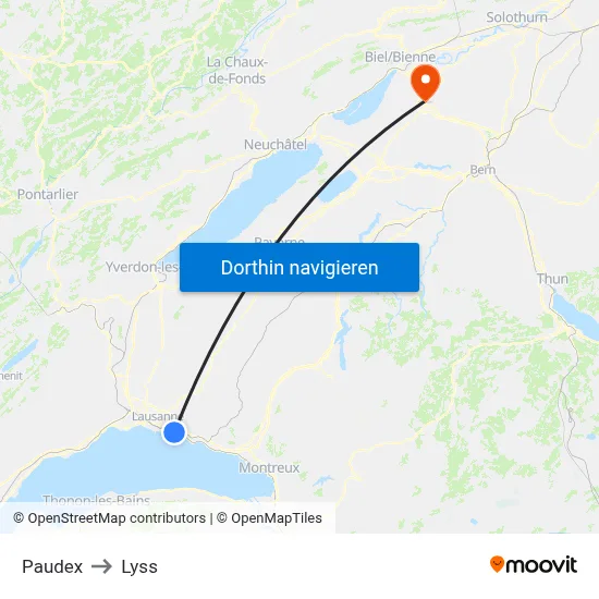 Paudex to Lyss map