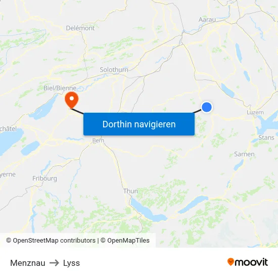 Menznau to Lyss map