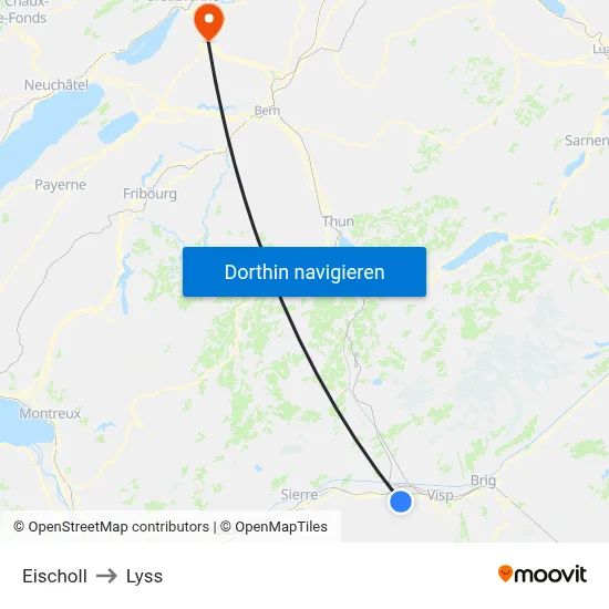 Eischoll to Lyss map