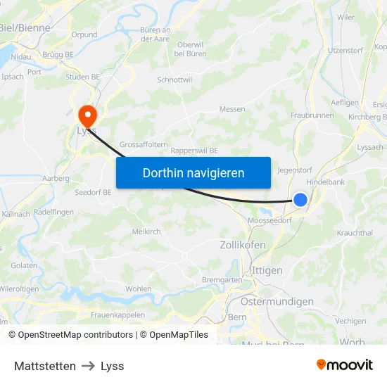 Mattstetten to Lyss map