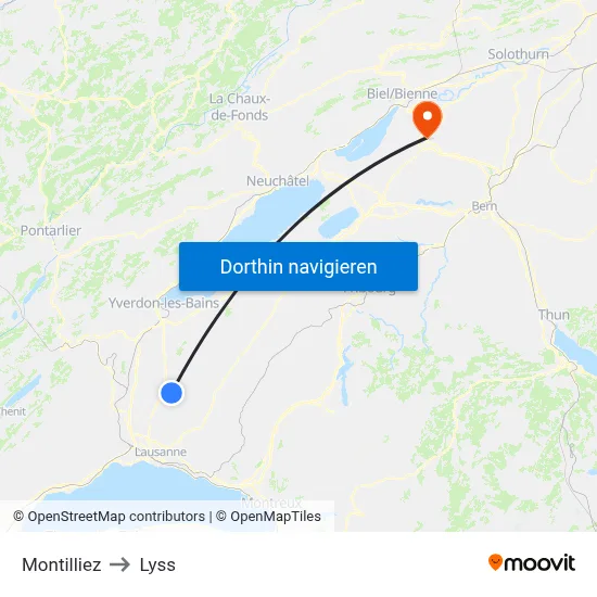 Montilliez to Lyss map