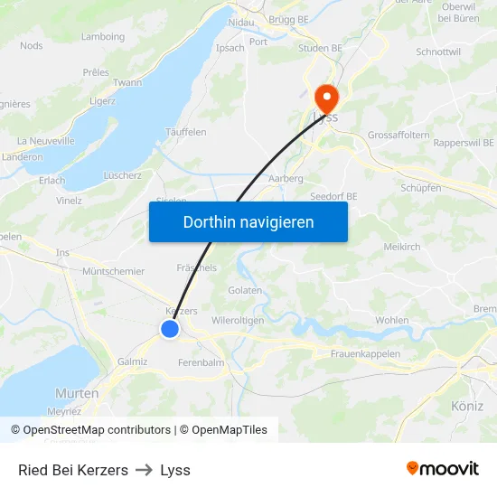 Ried Bei Kerzers to Lyss map
