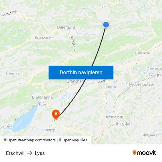 Erschwil to Lyss map