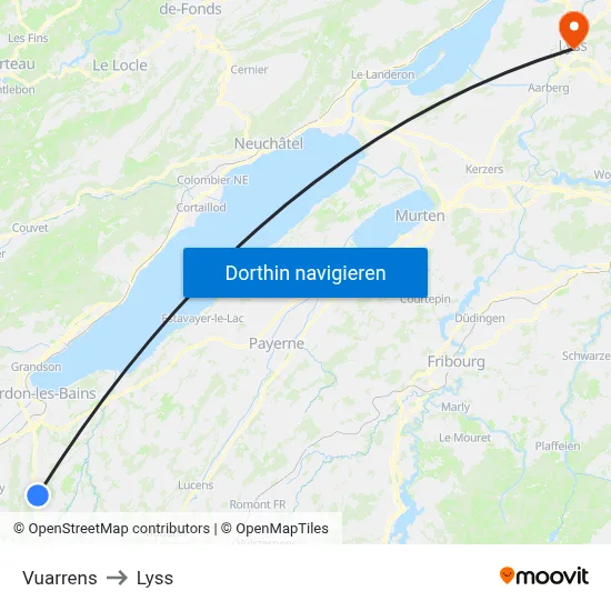 Vuarrens to Lyss map