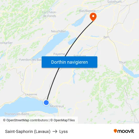 Saint-Saphorin (Lavaux) to Lyss map