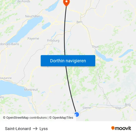 Saint-Léonard to Lyss map