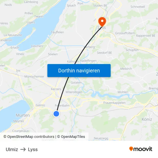 Ulmiz to Lyss map