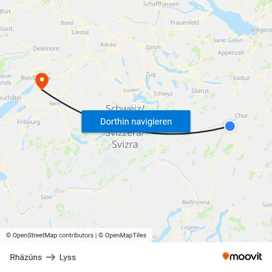 Rhäzüns to Lyss map