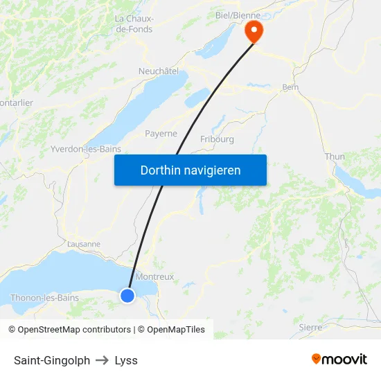 Saint-Gingolph to Lyss map