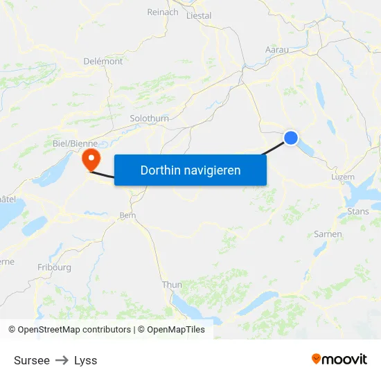Sursee to Lyss map