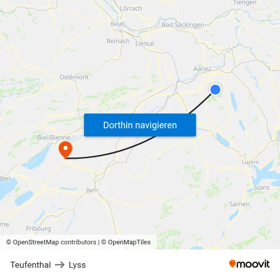 Teufenthal to Lyss map