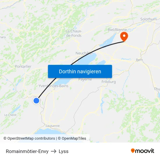 Romainmôtier-Envy to Lyss map
