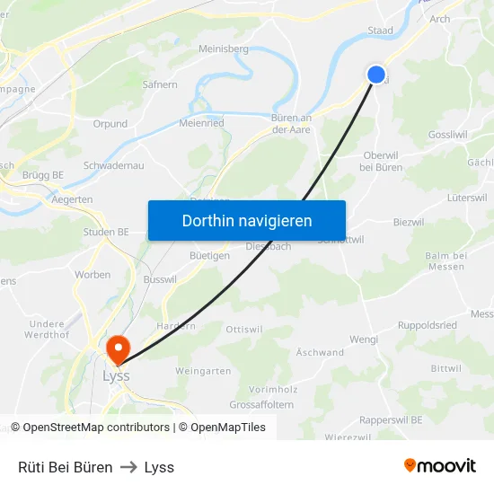Rüti Bei Büren to Lyss map