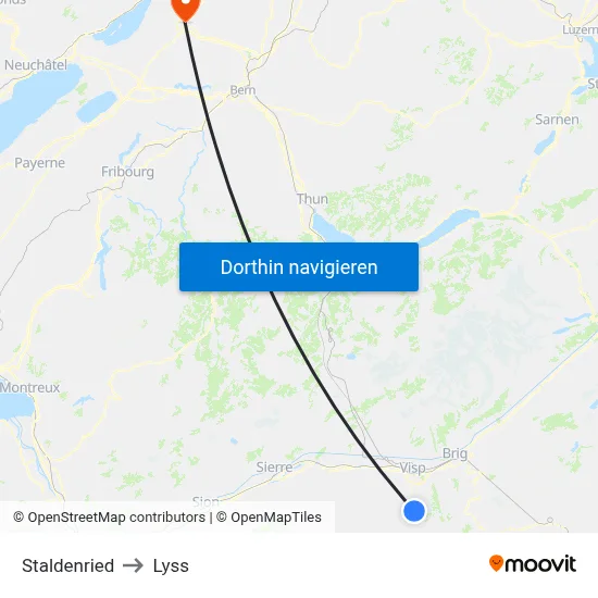 Staldenried to Lyss map