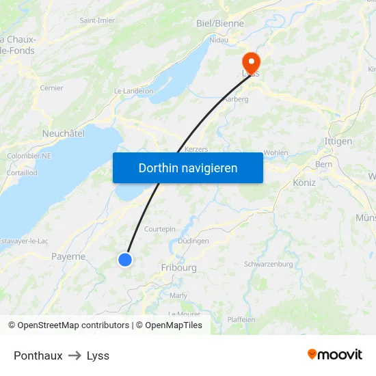 Ponthaux to Lyss map