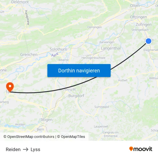 Reiden to Lyss map