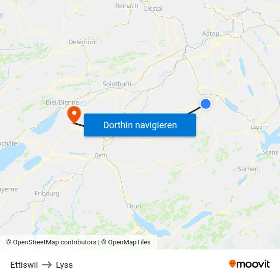 Ettiswil to Lyss map