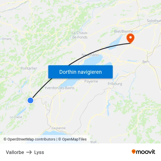 Vallorbe to Lyss map