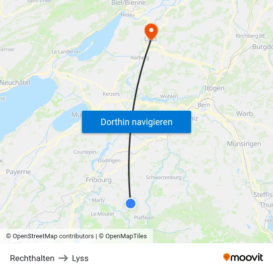 Rechthalten to Lyss map