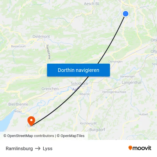 Ramlinsburg to Lyss map