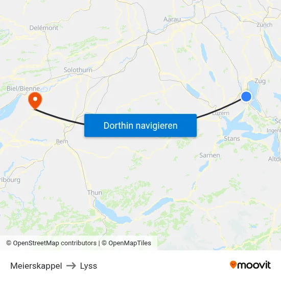 Meierskappel to Lyss map