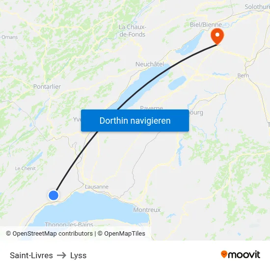Saint-Livres to Lyss map