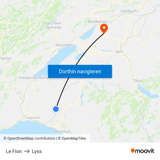Le Flon to Lyss map