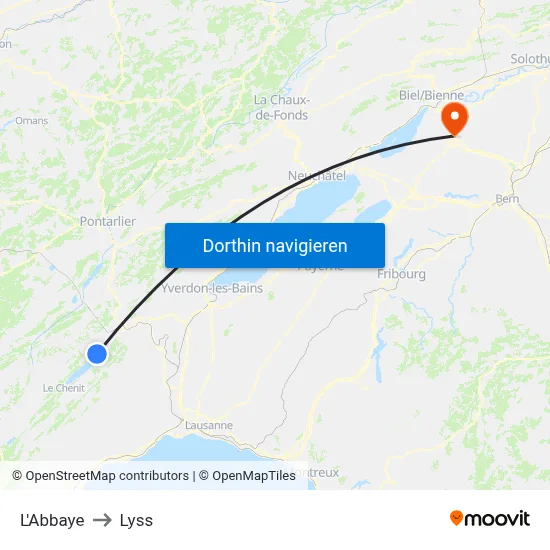 L'Abbaye to Lyss map