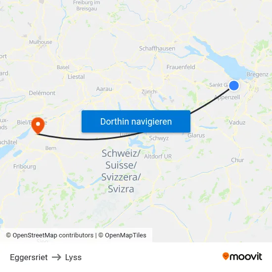 Eggersriet to Lyss map
