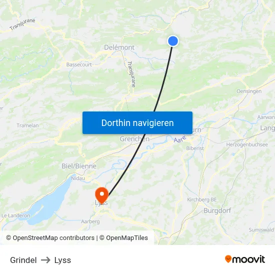 Grindel to Lyss map