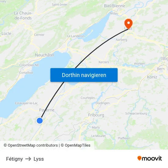 Fétigny to Lyss map