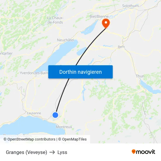 Granges (Veveyse) to Lyss map