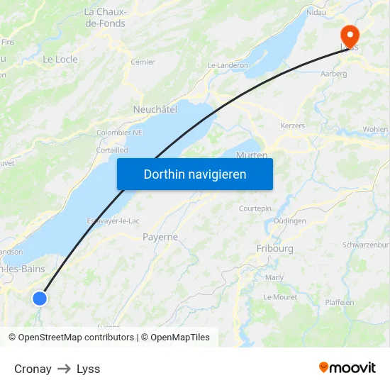 Cronay to Lyss map