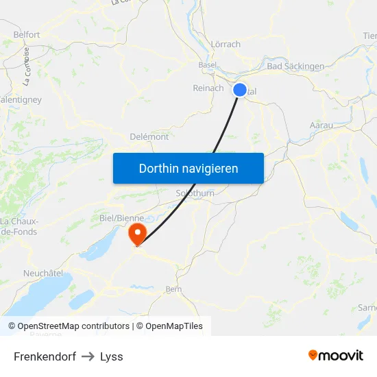 Frenkendorf to Lyss map