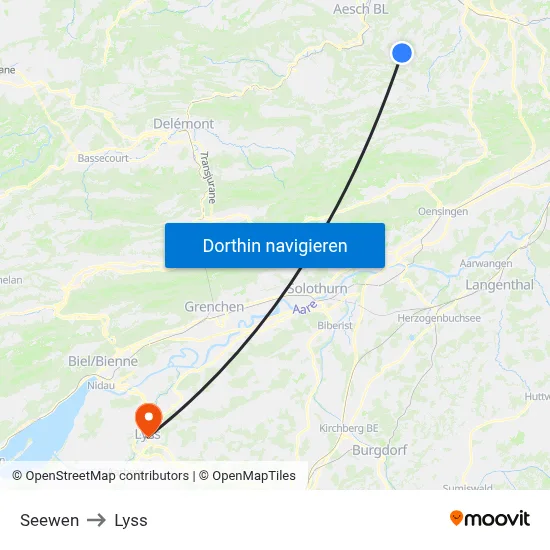 Seewen to Lyss map