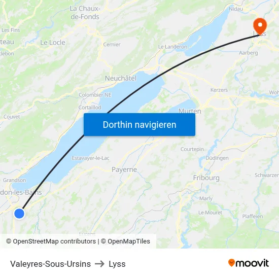 Valeyres-Sous-Ursins to Lyss map