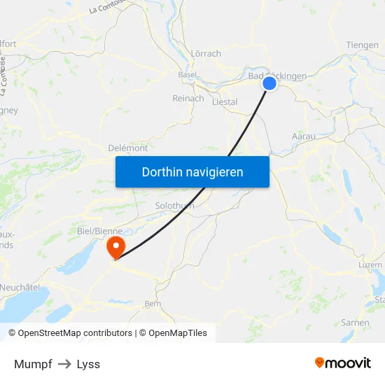 Mumpf to Lyss map