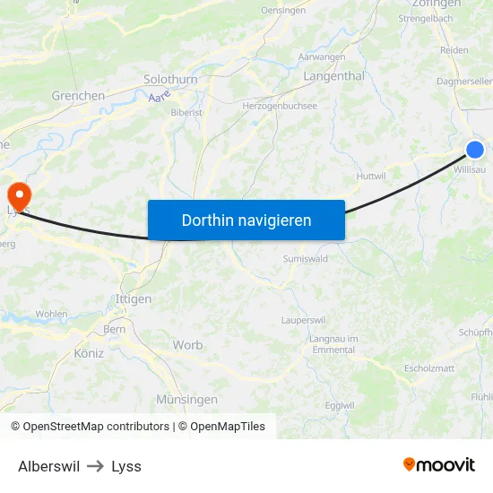 Alberswil to Lyss map