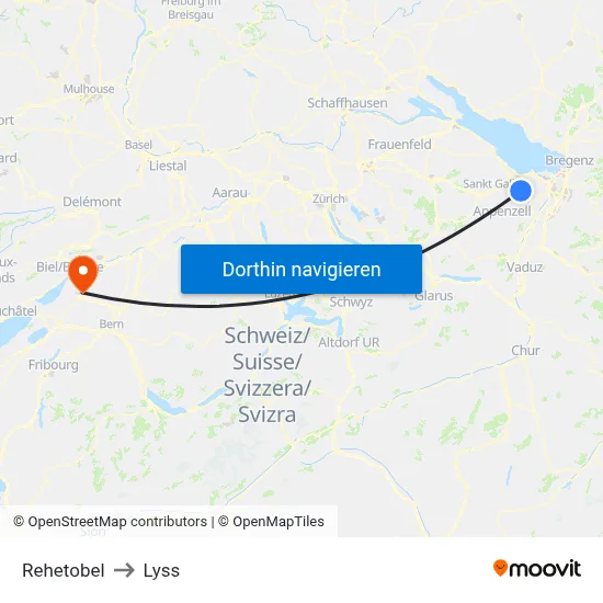 Rehetobel to Lyss map