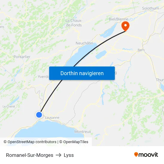 Romanel-Sur-Morges to Lyss map