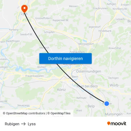 Rubigen to Lyss map