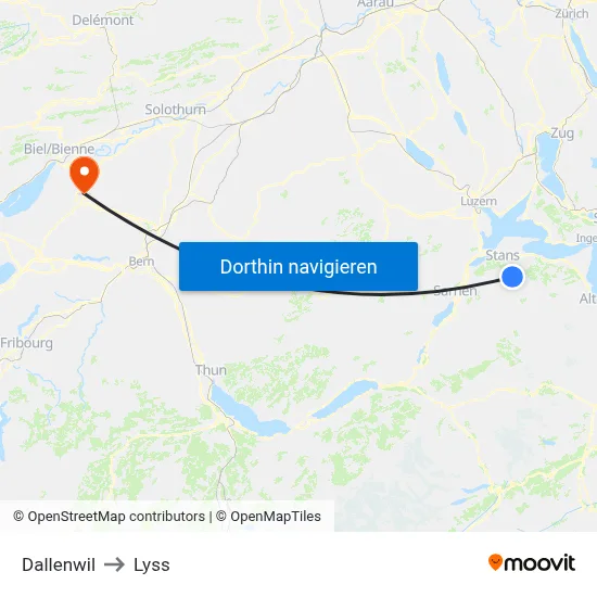 Dallenwil to Lyss map