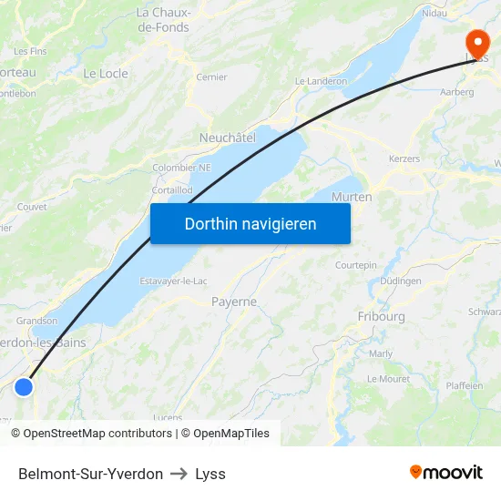 Belmont-Sur-Yverdon to Lyss map