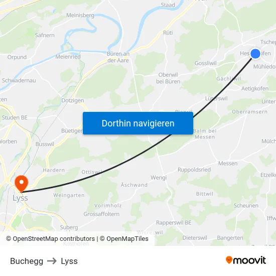 Buchegg to Lyss map